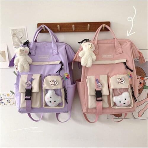 2021 New Women Nylon Waterproof Candy Preppy Rucksack Fancy Female School Bags For Teenage Girl Cute Travel Backpack