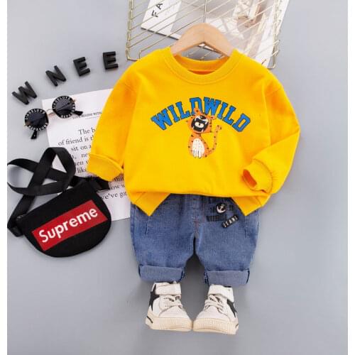 New Children Spring Autumn Clothes Cartoon Tiger Baby Boys T-shirt Jeans Infant Out Kids Sport Toddler Casual Clothing Tracksuit