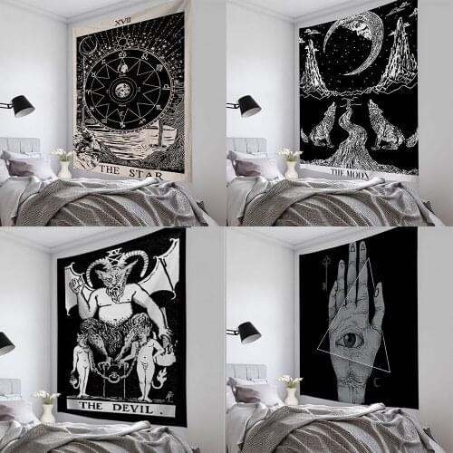 Tarot Sun and Moon Pattern Blanket Indian Mandala Tapestry Wall Hanging Bohemian Gypsy Psychedelic Tapiz Witchcraft Tapestry