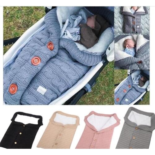 Thick Flannel Button Newborn Sleeping Bag Infant Trolley Sleep Bag Feet Baby Warm Diaper Blanket Swaddle Wrap Knit Envelope Bag
