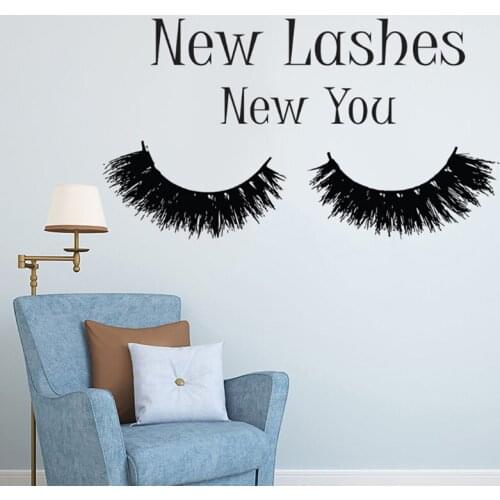 Eyelashes & Eyes Makeup Wall Sticker Cosmetics Make Up Wall Art Wall Decals Beauty Salon Vinyl Wallpaper Long Lashes Mural N27