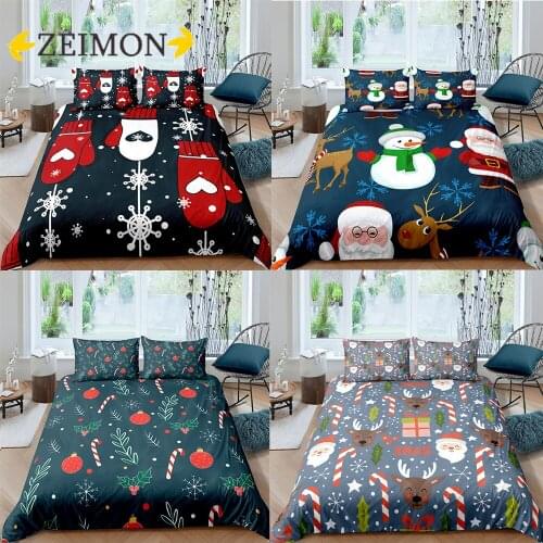 Xmas Christmas Bedding Set 3D Deer Printed Polyester Queen King Duvet Cover with Pillow sham Bedding Sets Cartoon Home Textiles