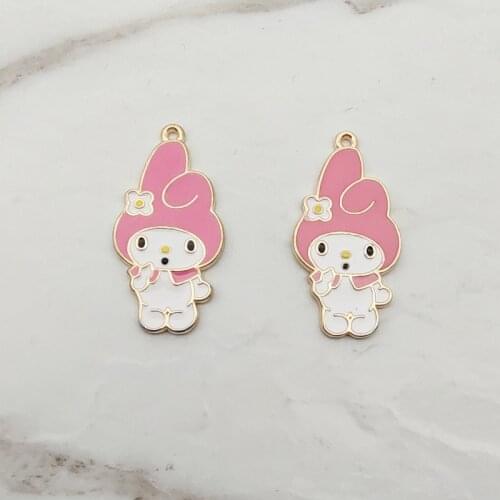 10pcs/pack Cartoon Rabbit Enamel Metal Charms for Earring DIY Jewelry Making in pair 15*30mm