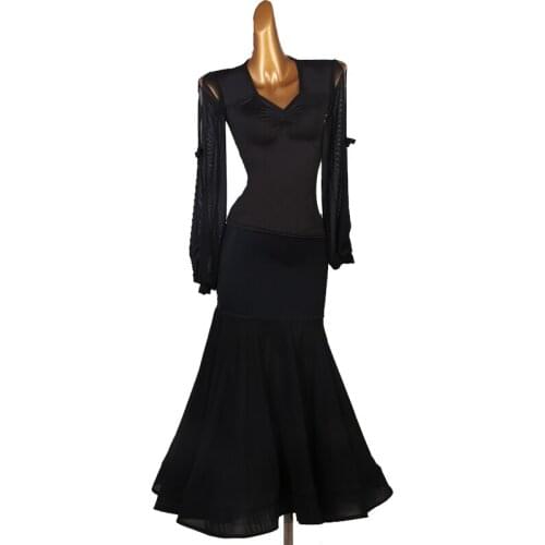 Modern Ballroom Dance Costumes For Women Long Sleeve Suit Latin Dance Professional Practice Clothes Waltz Dance Clothing DQL3822
