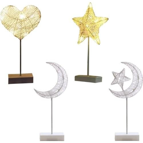H7JB LED Bedside Light in Star Heart Shape Night Lamp Nordic Style Best for Home Decor Desk Lamp PVC