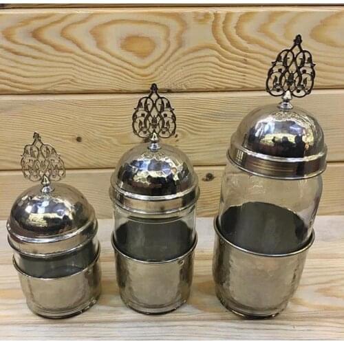 TURKISH KITCHEN COPPER AND GLASS SPICE SET