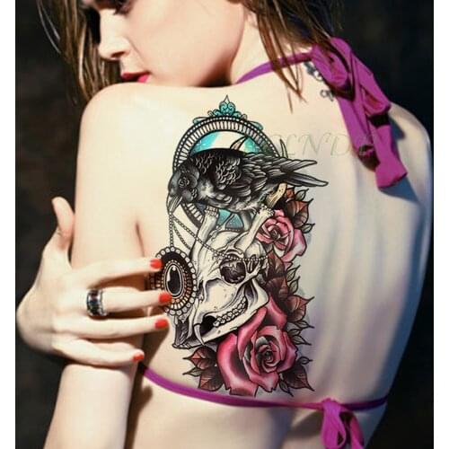 Waterproof Temporary Tattoo Sticker bird skull head rose fake tatto flash tatoo tatouage temporaire Stickers for girl women men