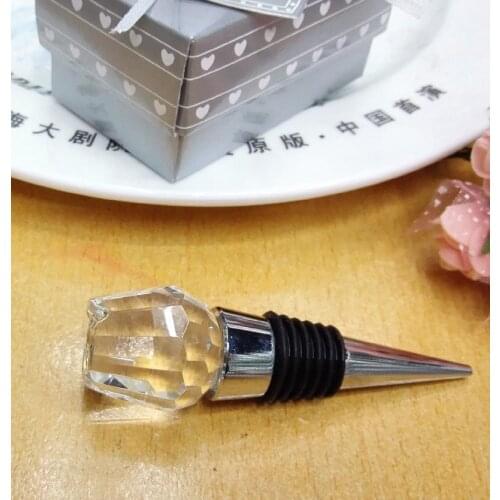 50pcs/lot K9 crystal rose wine stopper in gift box wedding ,bridal showers, anniversary party gifts souvenirs