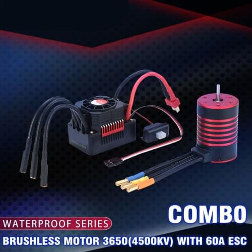 5200KV Brushless Motor and 60A ESC with Heat Sink Combo Set Waterproof Dustproof for HSP Tamiya Axial for RC 1/10 RC Car