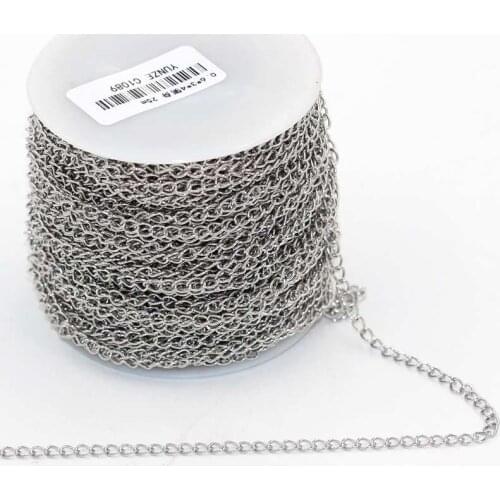 25m/roll (4mm*3mm*0.6mm) stainless steel link chains for DIY necklace Jewelry accessories