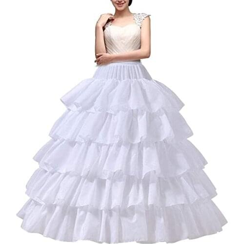 Womens Crinoline Petticoat 4 Hoop Skirt 5 Ruffles Layers Ball Gown Half Slips Underskirt for Wedding Bridal Dress