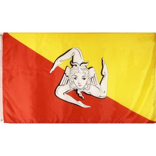 Flagnshow 90x150cm 3x5ft Sicilian Flags and Banners Italy Trinacria Symbol Sicily Flag for Decoration