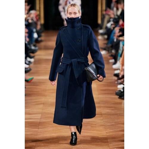 Quality End 10.21 High 2021 Autumn Winter New Detachable Decoration Long Wool Coat Women Temperament Slim Cashmere Outerwear