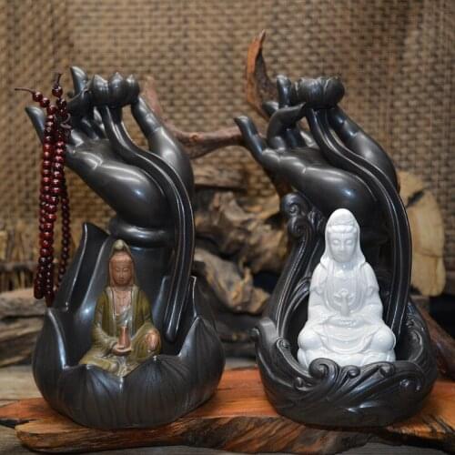 Dropship Chinese Ceramic Incense Burner Backflow burner home decor sculpture decoration Buddhas-hand incense burner