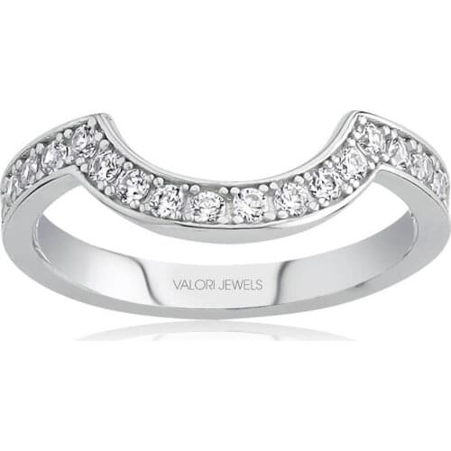 Valori Jewels Complementary Ring, Zirconia White Round Gemstone, Rhodium Plated, Sterling Silver Ring