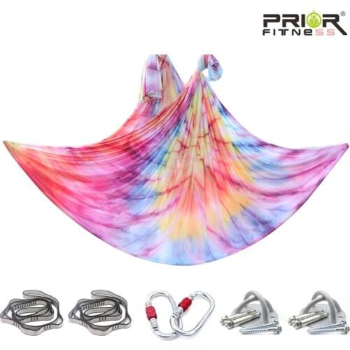 8 Meter Aerial Yoga Hammock set color gradient low-elastic sling stretch belt yoga studio with a full set of accessories