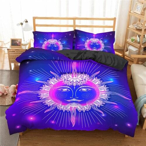 Purple Background Bohemian Style Bedding Set Luxury Mandala Down Quilt Cover Pillowcase Bedding 2-3 Pieces