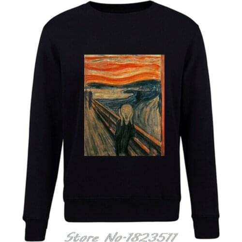 Sweatshirt Fashion Men Edvard Munch "The Scream" Famous Painting Hoodie Casual Fleece pullover Sweatshirts Hip Hop Jacket