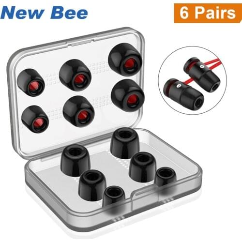 New Bee Noise Isolating Memory Foam Tips 12PCS For Earphone Headset Earbuds Ear Pads for Earpiece S M L 3 Sizes with Box