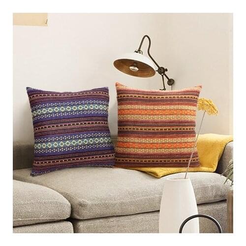 African National Stripe Bohemian Style Geometric Home Decorative Throw Pillow Covers Linen Ethnic Cushion Cover Case 45cm*45cm