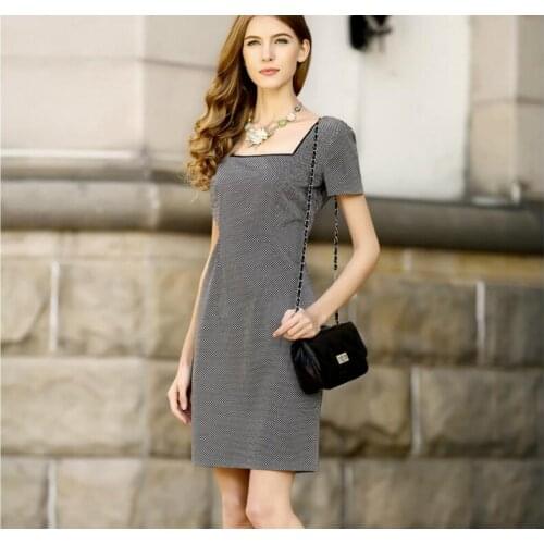 Dress Summer Plus Size Women Office Lady Square Collar Mini Party Dress Slim Fashion High Quality Ladys Clothing Free Shipping