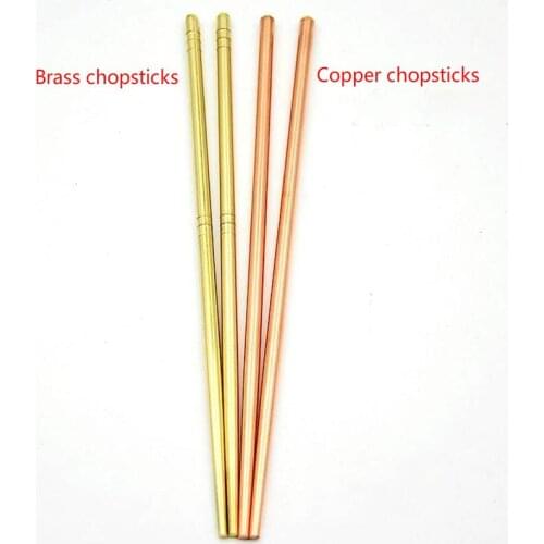 Pure copper tableware, household anti-skid pure copper chopsticks, Korean copper chopsticks. Five pairs and one bag