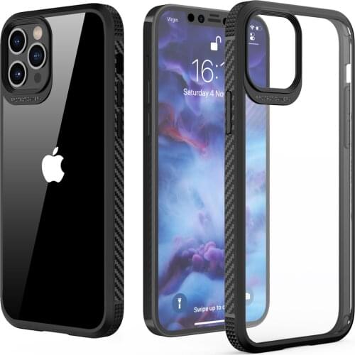 For iPhone 12 11 Pro Xs Max XR 7 8 Plus SE 2020 Case, with Carbon Fiber Pattern Heavy-duty Clear Back Shockproof Shock Cover