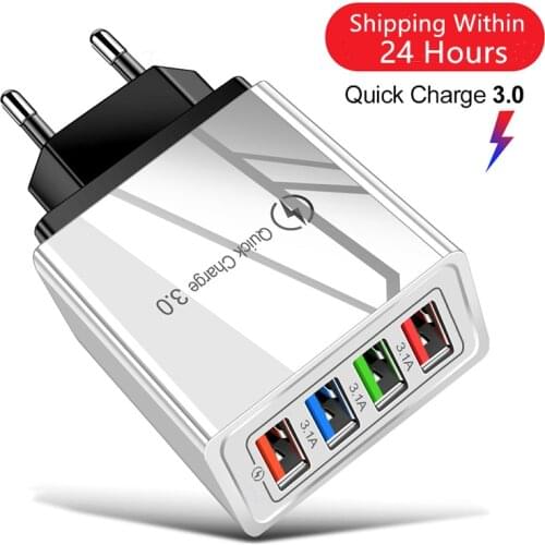QC 3.0 USB Charger Quick Charge 3.0 EU Fast Charge Multi Plug Wall Charger Adapter For iPhone XR 11 Pro Samsung A50 Xiaomi mi 9