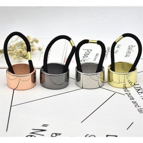 2020 Wholesale Retro Fashion Women Hair Accessories Metal Ponytail Buckle Punk Ponytail Holder Round Hair Ring Elastic Hairband