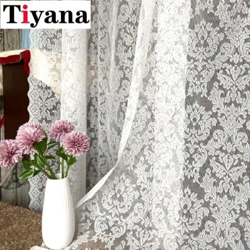 Romantic White Jacquard Short Curtain Valance Sheer Panel Tulle Curtain Home Living Room Door Balcony Window Curtain JK171D