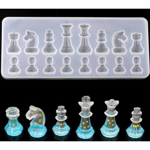 Silicone UV Resin Chess Mould DIY Clay Epoxy Resin Casting Molds And Tools Set Jewelry Candy International Chess Mold Kitchen To