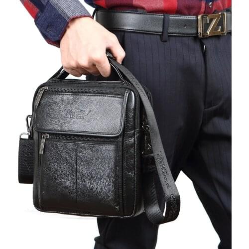 Norbinus Genuine Leather Men Shoulder Bags Casual Business Handbag Male Famous Brand Messenger Crossbody Bags Travel Tote Bolsas