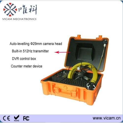 Waterproof industrial 30m air duct chimney pipe inspection camera with 512Hz transmitter and meter counter V8-1288TC