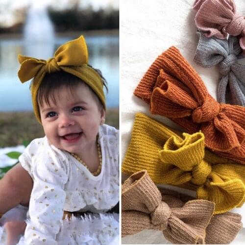 Knitted Baby Girl Headbands Turban Bowknot Crochet Baby Headband Hair Band Headwrap Soft Kids Haarband Baby Hair Accessories