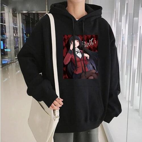 Japan Anime Kakegurui Jabami Yumeko Hoodies Funny Of Cartoon Sweet Girl Graphic Fashion Street Women/Men Hooded Tops Sweatshirts