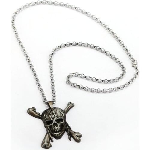 Movie Jewelry Pirates of the Caribbean Necklace Jack Skull Pendant Fashion Link Chain Necklaces Women Men Gifts