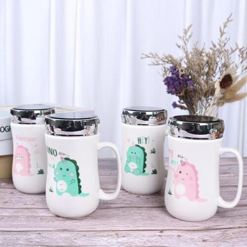 Mirror Ceramic Mug Mirror Creative Personality Trend Cup with Cover Lovely Student Girl Korean Version