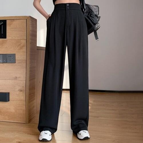 Female Wide Leg Pants Elegant 2021 Fashion Clothes New Summer Loose Casual Trousers for Women High Waist Maxi