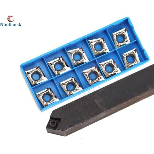 1pc SCMCN2020K12 CNC Lathe Tools External Turning Tool Arbor SCMCN2525M12 + 10pcs CCMT1204 CCGT1204 Carbide Inserts Turning Suit