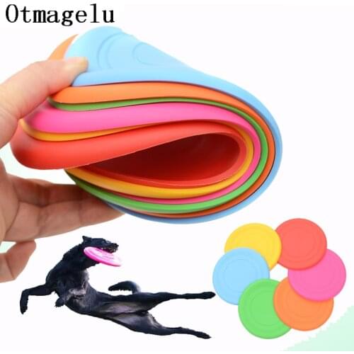 1pcs Funny Silicone Flying Saucer Dog Cat Toy Dog Game Flying Discs Resistant Chew Puppy Training Interactive Pet Supplies