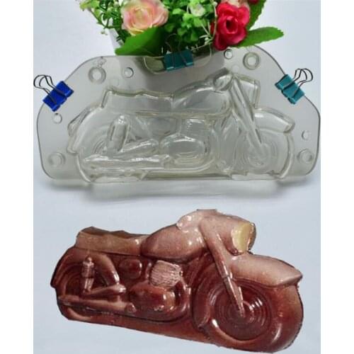 10pcs/lot 3D Plastic Motorcycle Chocolate Mold DIY Handmade Cake Molds Polycarbonate Autobike Chocolate Baking Tool