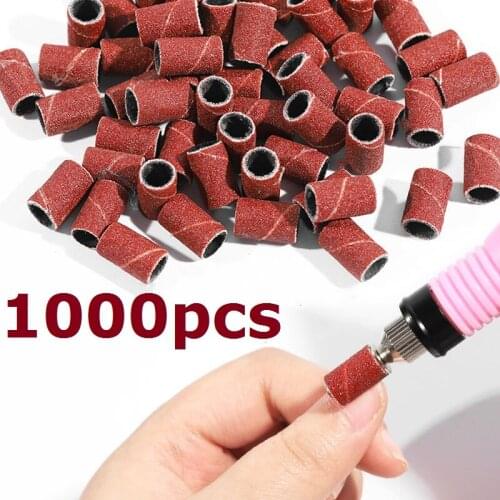 1000pcs 80''/120''/180" Nail Art Sanding Bands Gel Polish Remover Tool Accessory for Electric Nail Machine Nail Drill Bits Brown
