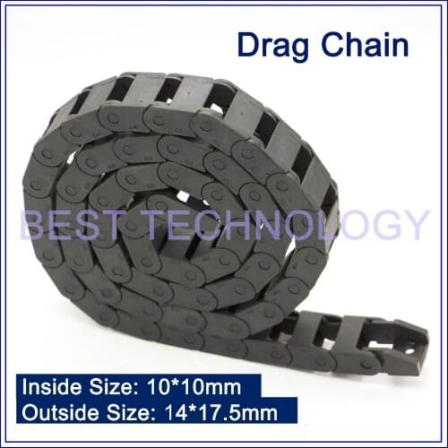 10x10mm L1000mm Plastic Cable Drag Chain Wire Carrier with end connectors plastic towline CNC Mill Router Machine non opening