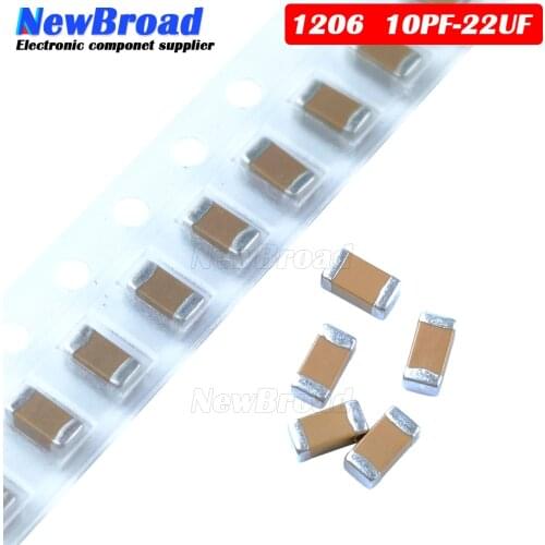 16values*20pcs=320pcs 1206 SMD Capacitor assorted kit 10pF~22uF component diy samples kit new and original