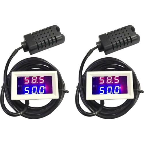 2 Pcs Digital LED Dual Display Humidity Moisture Controller Regulator Switch