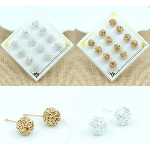 6 pairs/set of ear studs a variety of comfortable accessories for women’s daily life with thread ball 2021 new women’s ear studs