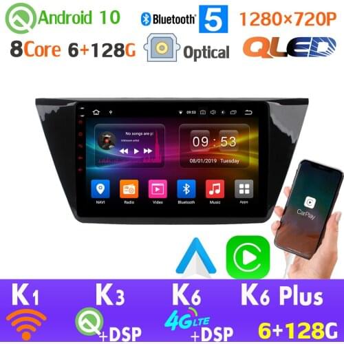 QLED 1280*720P Android 10.0 Car GPS Radio Player For Volkswagen VW Touran L 2016-2020 SPDIF HDMI Head Unit 4G LTE WiFi AHD 1080P