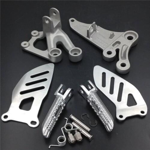 Aftermarket Free Shipping Motorcycle PartsSilver Front Rider Foot Pegs Bracket Fit For Honda GSXR600 GSXR750 2006-2010POLISH
