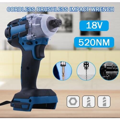 Cordless Impact Wrench Electric Power Tool 18V Rechargeable Brushless Motorized Wrench 1/2 Socket Handheld Tools Without Battery