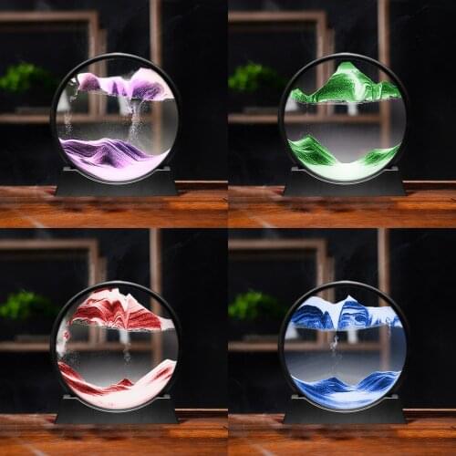 Colorful connotation Hourglass 3D Deep Sea Natural Sandscape Flowing Sand Picture Calm Capsule Moving Sand Art Rounded Grit